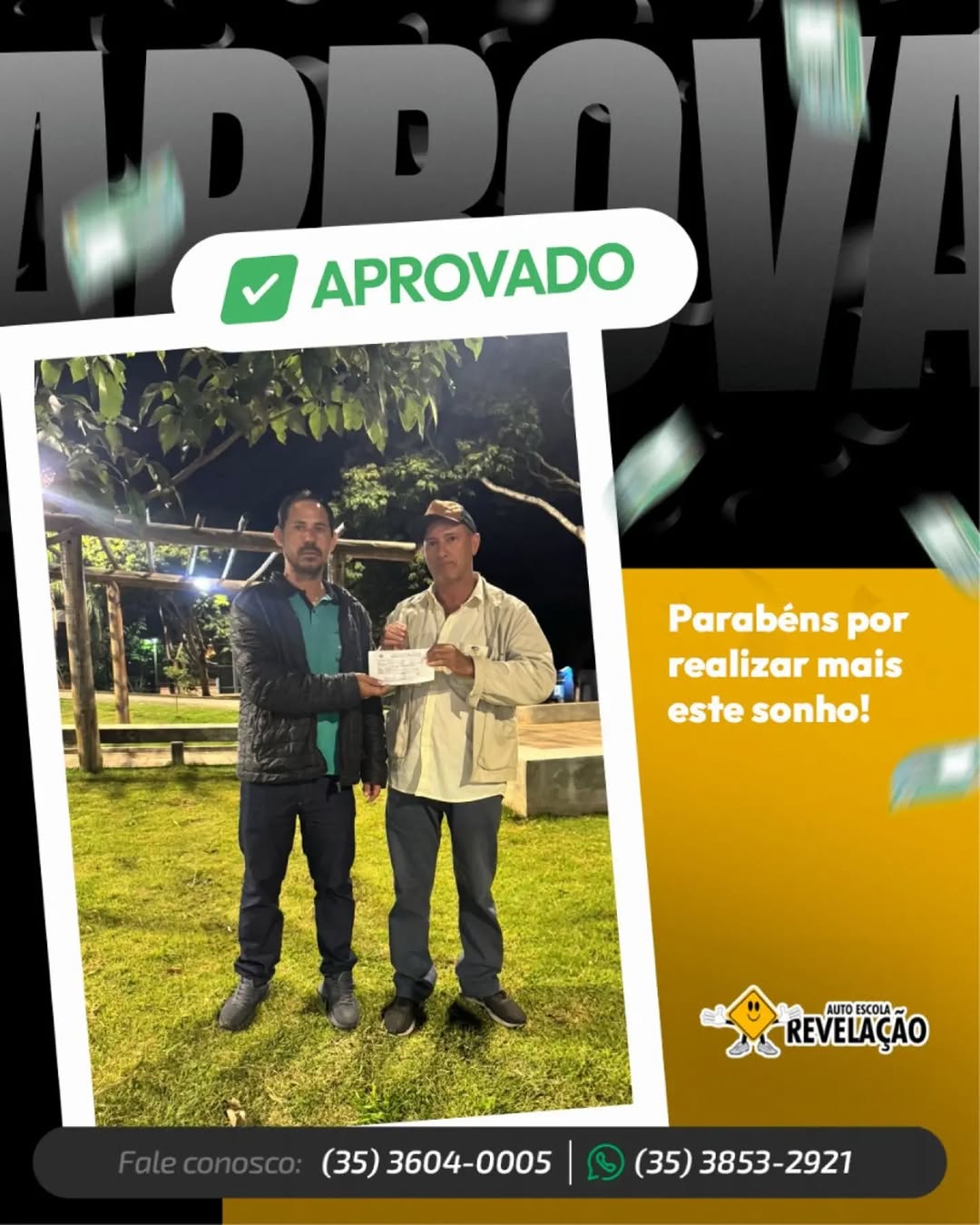 Aluno aprovado na Auto Escola Revelação